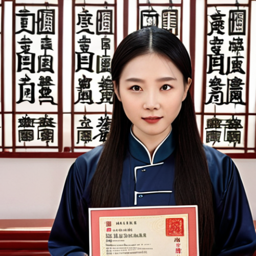 Home 11 A person confidently showcasing their HSK certificate while also sharing their personal story of learning Chinese, highlighting their dedication and cultural experiences, set against a backdrop of the Chinese language and culture.