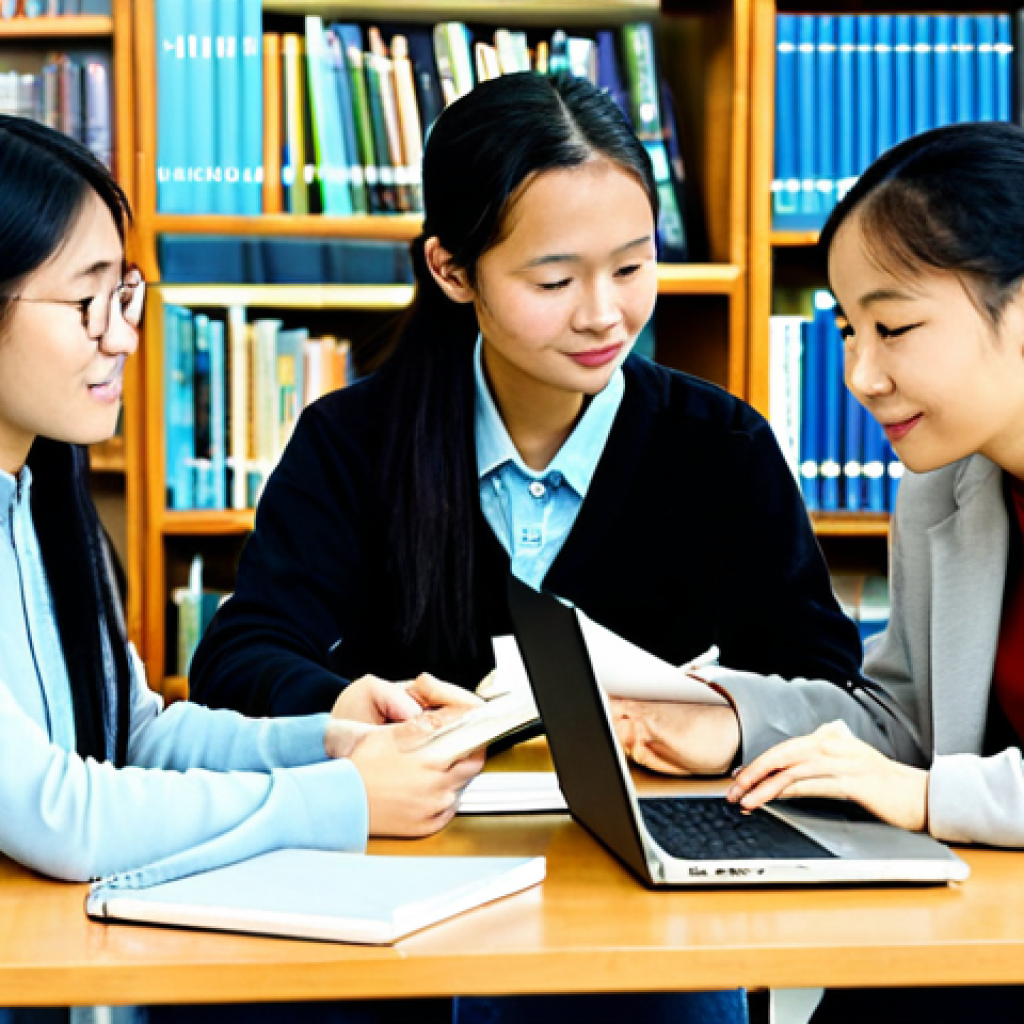 Study Group in a Library**
A group of diverse students, fully clothed in modest casual wear, sitting around a table in a bright library. They are studying Chinese textbooks and notes, some using laptops. Bookshelves filled with books in the background. Safe for work, appropriate content, family-friendly, perfect anatomy, correct proportions, natural pose, well-formed hands, proper finger count, natural body proportions, professional setting, high quality.
**