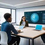 HSK 시험 변경 사항 최신 업데이트 - A vibrant, modern classroom setting with a diverse group of young adult students (male and female, v...