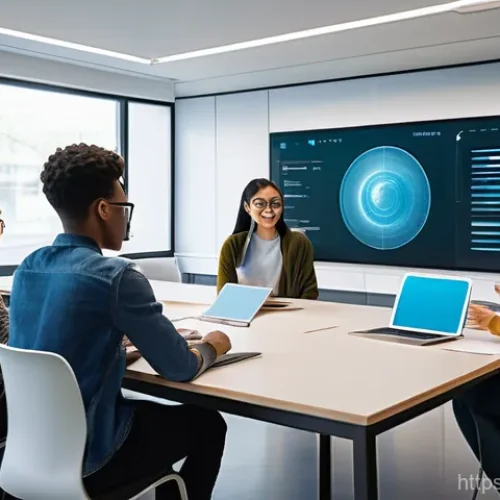 Home 22 HSK 시험 변경 사항 최신 업데이트 - A vibrant, modern classroom setting with a diverse group of young adult students (male and female, v...