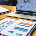 HSK 점수 관리와 개인 기록 유지 - **HSK Study Progress Tracker:** A bright, organized study space featuring a young, focused student, ...