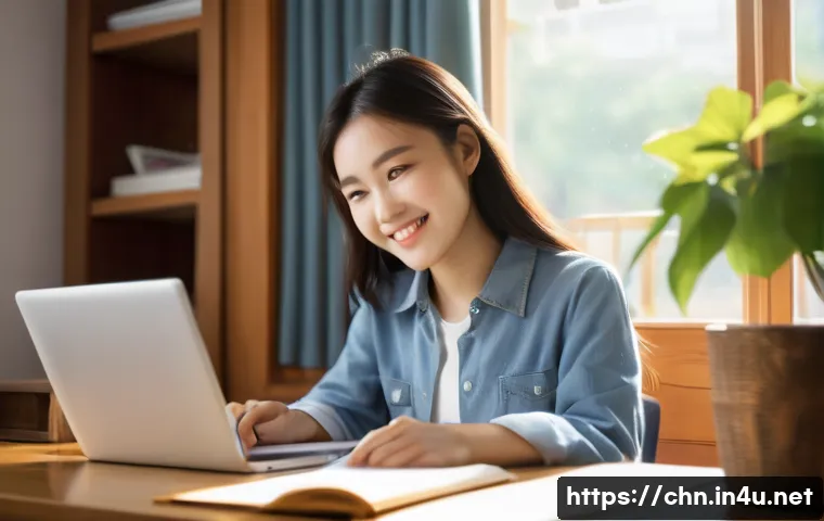 HSK 독학으로 합격하기 - A focused young Asian woman in her early twenties, dressed in casual academic wear, sits at a bright...